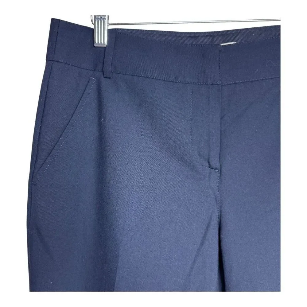 TORY BURCH Harp Pants  ‎ Sz 8 Navy Blue Wool Stretch Blend 90001218